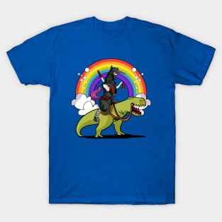 Ninja Unicorn Riding Dinosaur T-Shirt